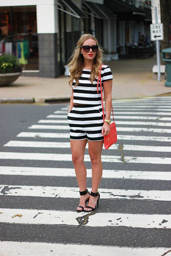 Black White Striped Set