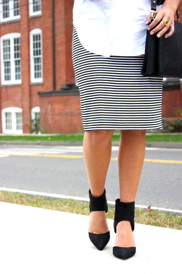 Striped Skirt Black Heels