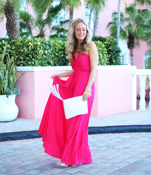Pink Dress with Blush Clutch Wedding