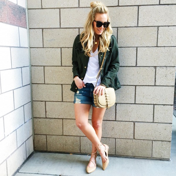 utility jacket + boyfriend shorts