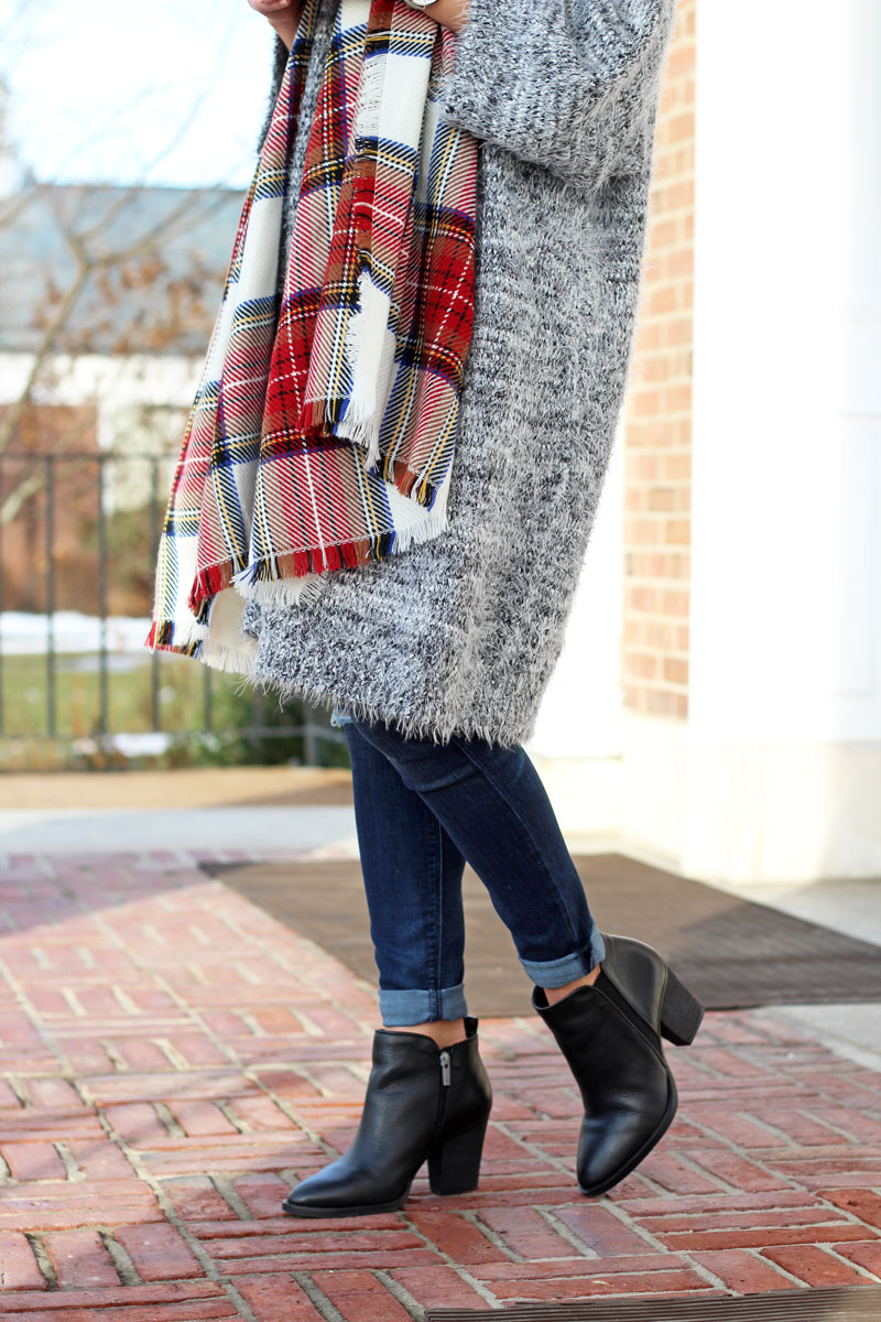 nordstrom-leith-fuzzy-cardigan-plaid-scarf-vince-camuto-black-booties