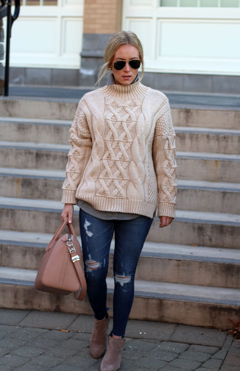 Chunky Cableknit Turtleneck Sweater - Style Cusp