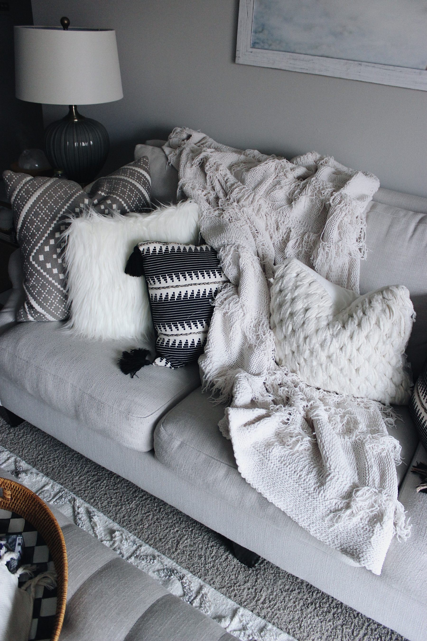 White Pillows Neutral Couch