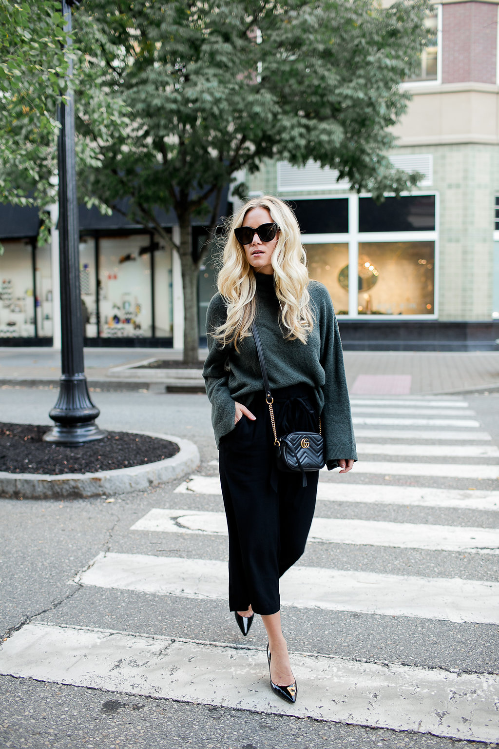 Holiday Style Green Sweater Black Pants