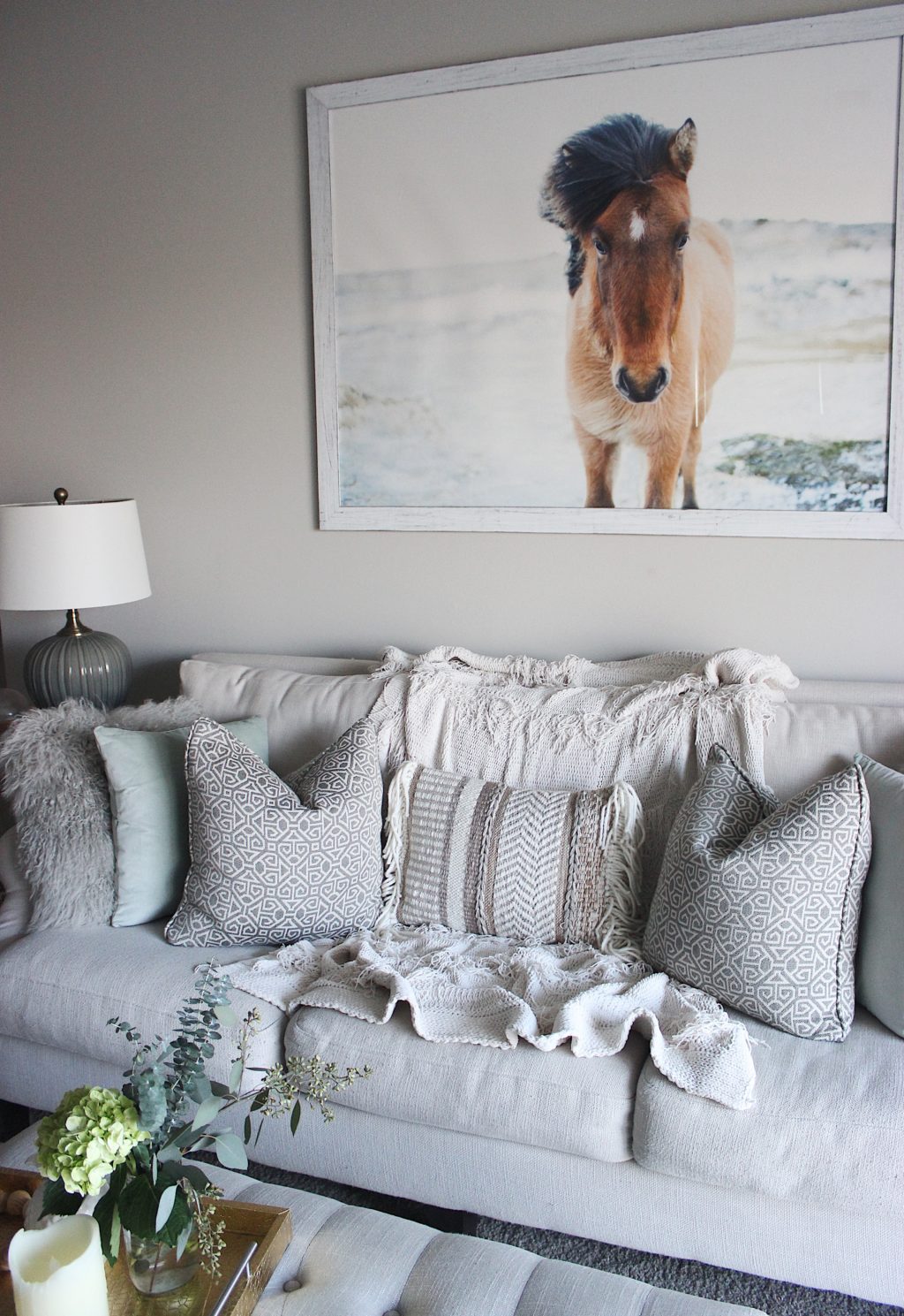 boho pillow neutral living room cream couch